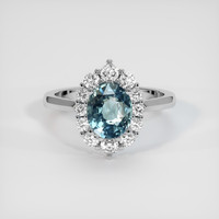 2.55 Ct. Greenish Blue Sapphire Ring, Platinum 950 1