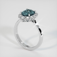 2.55 Ct. Greenish Blue Sapphire Ring, Platinum 950 2