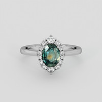 1.40 Ct. Bluish Green Sapphire Ring, Platinum 950 1