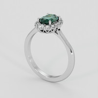 1.40 Ct. Bluish Green Sapphire Ring, Platinum 950 2