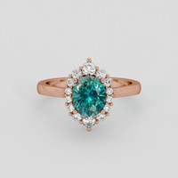 1.69 Ct. Bluish Green Sapphire Ring, 14K Rose Gold 1