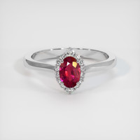 0.43 Ct. Pinkish Red Ruby Ring, 10K White Gold 1
