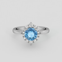 3.03 Ct. Swiss Blue Topaz Ring, 14K White Gold 1