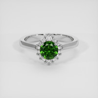 0.72 Ct. Green Demantoid Garnet Ring, 14K White Gold 1