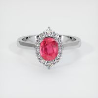 1.20 Ct. Pinkish Red Ruby Ring, 14K White Gold 1