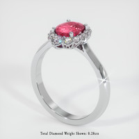 1.20 Ct. Pinkish Red Ruby Ring, 14K White Gold 2