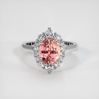 2.06 Ct. Padparadscha Sapphire Ring, 14K White Gold 1