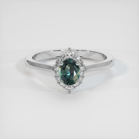 0.68 Ct. Green Sapphire Ring, 14K White Gold 1