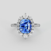 3.72 Ct. Blue Sapphire Ring, 14K White Gold 1