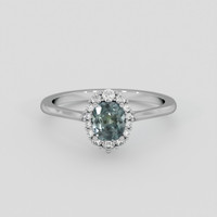 1.33 Ct. Greyish Blue Sapphire Ring, 14K White Gold 1