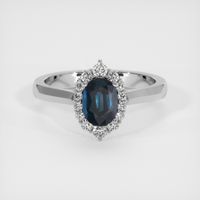 1.07 Ct. Greenish Blue Sapphire Ring, 14K White Gold 1