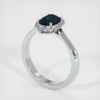 1.07 Ct. Greenish Blue Sapphire Ring, 14K White Gold 3