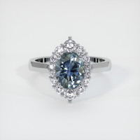 1.24 Ct. Greenish Blue Sapphire Ring, 14K White Gold 1