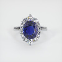 3.61 Ct. Blue Sapphire Ring, 18K White Gold 1