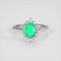 0.94 Ct. Emerald Ring, 18K White Gold 1