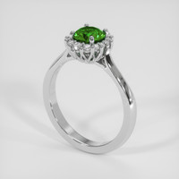 0.72 Ct. Green Demantoid Garnet Ring, 18K White Gold 2