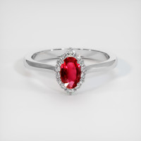 0.47 Ct. Pinkish Red Ruby Ring, 18K White Gold 1