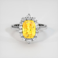 3.50 Ct. Yellow Sapphire Ring, 18K White Gold 1