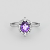 1.22 Ct. Pinkish Purple Sapphire Ring, 18K White Gold 1