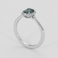 1.33 Ct. Greyish Blue Sapphire Ring, 18K White Gold 2