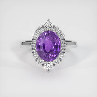 3.58 Ct. Violet Sapphire Ring, 18K White Gold 1