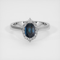 1.07 Ct. Greenish Blue Sapphire Ring, 18K White Gold 1