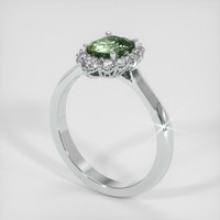 1.09 Ct. Yellowish Green Sapphire Ring, 18K White Gold 2