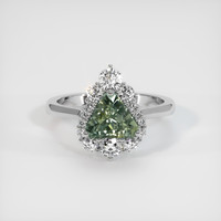 1.23 Ct. Green Sapphire Ring, 18K White Gold 1