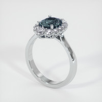 1.24 Ct. Greenish Blue Sapphire Ring, 18K White Gold 2