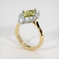 3.20 Ct. Yellowish Green Sapphire Ring, 14K White & Yellow 2