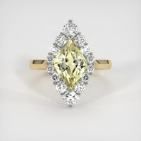 3.20 Ct. Yellowish Green Sapphire Ring, 18K White & Yellow 1