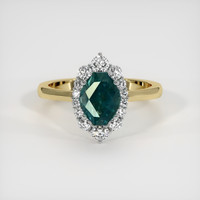 2.15 Ct. Bluish Green Sapphire Ring, 18K White & Yellow 1
