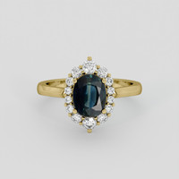 1.58 Ct. Bluish Green Sapphire Ring, 10K Yellow Gold 1
