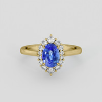 1.04 Ct. Blue Sapphire Ring, 14K Yellow Gold 1