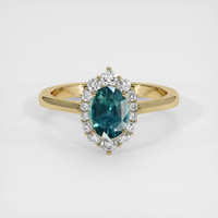 1.22 Ct. Bluish Green Sapphire Ring, 14K Yellow Gold 1