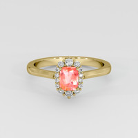 0.58 Ct. Padparadscha Sapphire Ring, 14K Yellow Gold 1