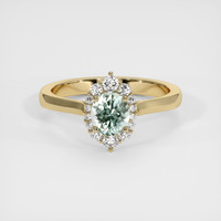 0.66 Ct. Bluish Green Sapphire Ring, 14K Yellow Gold 1