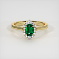 0.99 Ct. Emerald Ring, 18K Yellow Gold 1