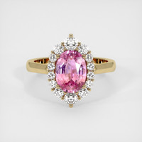 2.09 Ct. Pink Sapphire Ring, 18K Yellow Gold 1