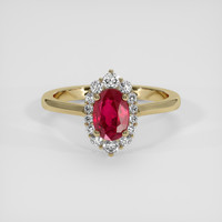 1.39 Ct. Pinkish Red Ruby Ring, 18K Yellow Gold 1