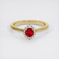 0.51 Ct. Ruby Ring, 18K Yellow Gold 1