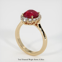 2.76 Ct. Pinkish Red Ruby Ring, 18K Yellow Gold 2
