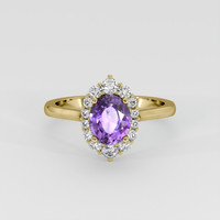 1.22 Ct. Pinkish Purple Sapphire Ring, 18K Yellow Gold 1