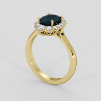 1.58 Ct. Bluish Green Sapphire Ring, 18K Yellow Gold 2