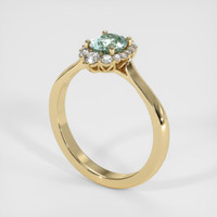 0.66 Ct. Bluish Green Sapphire Ring, 18K Yellow Gold 2