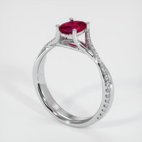 0.85 Ct. Pinkish Red Ruby Ring, 10K White Gold 2