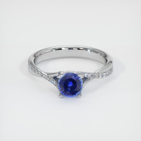 0.77 Ct. Blue Sapphire Ring, 18K White Gold 1