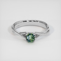 0.72 Ct. Sapphire Ring, 18K White Gold 1