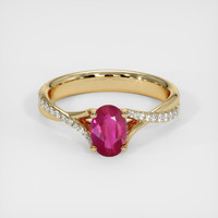 0.70 Ct. Ruby Ring, 14K Yellow Gold 1