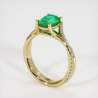 1.24 Ct. Emerald Ring, 18K Yellow Gold 2